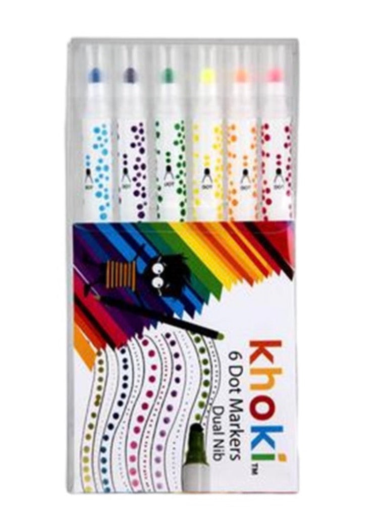 KHOKI Art + craft dual tip dot & marker - 6 piece