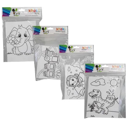 Khoki printed paint canvas sets — elephant design only available
