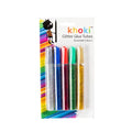 Khoki Glitter Glue Tubes five-pack in silver, blue, red, green and gold